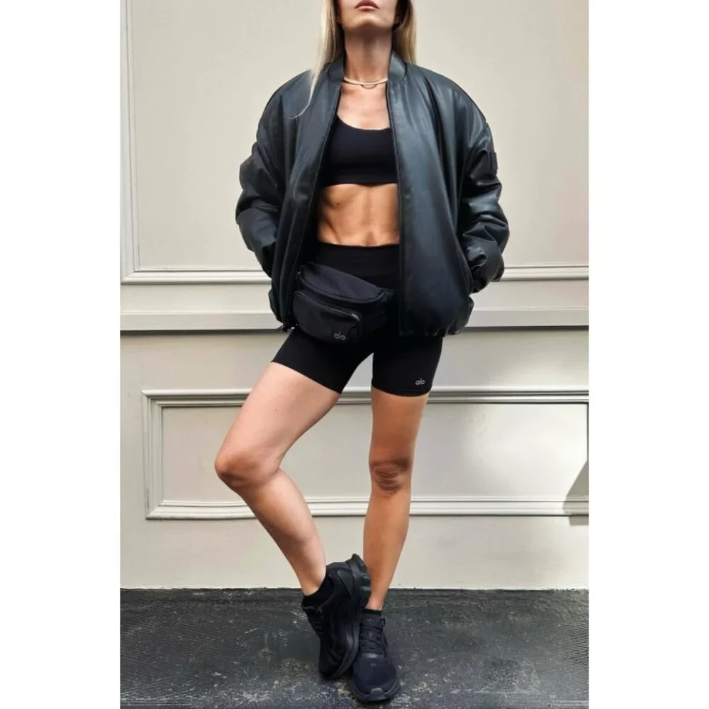 Alo High-Waist Airlift Biker Shorts Black Hi-Rise Waisted Bermuda Long Bike XS